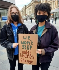 Demonstrating for the right to protest, Newcastle, April 2021, photo Elaine Brunskill