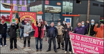 Sparks protest in Cardiff, photo Rachel Barwell