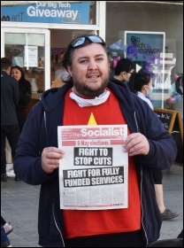 Socialist Party stall in Liverpool - campaigning for TUSC election candidates, 24.4.21, photo Mark Best