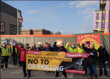 Sparks protest in Cardiff 