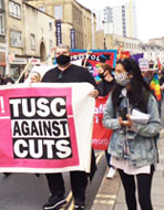 TUSC banner on the May Day demo in Bristol, 1.5.21, photo by Roger Thomas