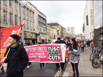 Marching in Bristol on May Day, 1.5.21, photo by Roger Thomas