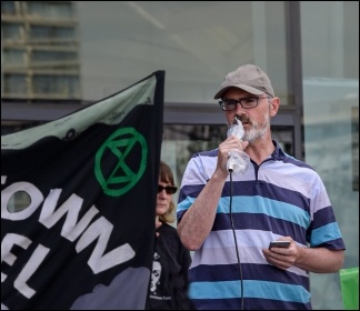 Niall Mulholland speaking at the demo