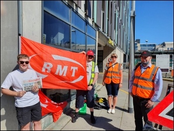 RMT picket at Nottingham station - East Midlands Railway dispute - Sunday 13th June, photo G Freeman RMT picket at Nottingham station - East Midlands Railway dispute - Sunday 13th June, photo G Freeman