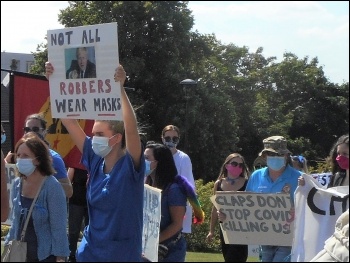 NHS staff protested to demand better PPE at the start of the pandemic, Chesterfield, photo Elaine Evans