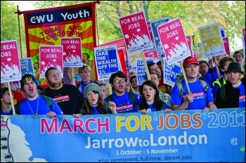 Youth fight for jobs on the Jarrow March in 2011. Photo: Paul Mattsson