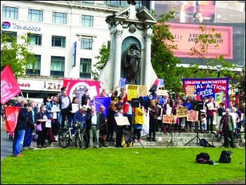 Socialist Party members joined a care workers' protest in Manchester demanding a pay rise and union recognition organised by CASWO! on 4 September, photo Manchester and Salford SP