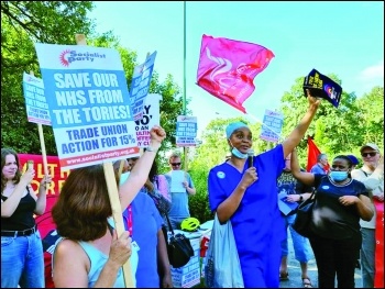 Workers protest st Whipps Cross Hospital, east London, photo Isai Priya