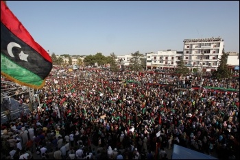 Mass demonstration against the regime of Gaddafi in Bayda, Libya 2011, photo 