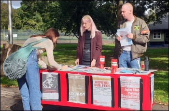 A Socialist Students stall outside Northampton university, September 2021