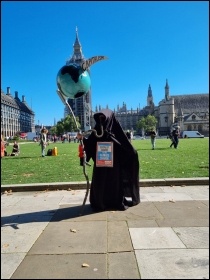 Protesting in parliament square. Photo: Isai Priya