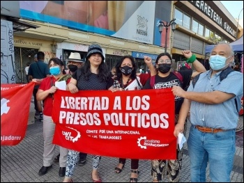 CWI Chile members in Santiago on the second anniversary of the uprising