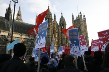 Youth Fight for Jobs protest outsid the Houses of Shame, photo Alex Ivanov