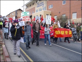 Leeds Youth Fight for Jobs (YFFJ) demonstration February 2010, photo Leeds Socialist Party