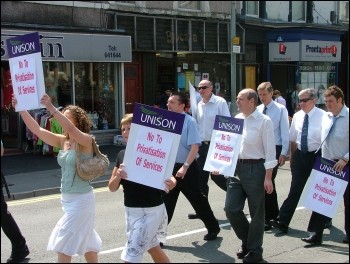 Swansea workers protest against cuts and privatisation in Wales, photo Swansea Socialist Party