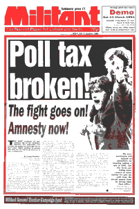 Thte Militant newspaper cover - Poll Tax Broken