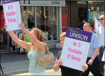 Unison members in Wales protest against privatisation, photo Socialist Party Wales