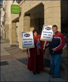 Cardiff PCS members on the picket line, photo by Sarah Mayo Cardiff PCS members on the picket line, photo by Sarah Mayo