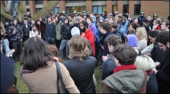 Sussex university students demonstrate against cuts, photo W. Smith