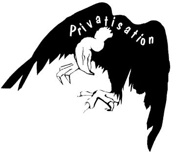 Privatisation vulture, cartoon by Alan Hardman
