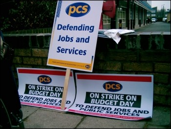 PCS strike placards, photo by Pete Mason