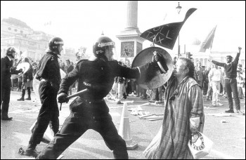 Policing during the anti-Poll Tax demonstration, 31 March 1990, photo Paul Mattsson