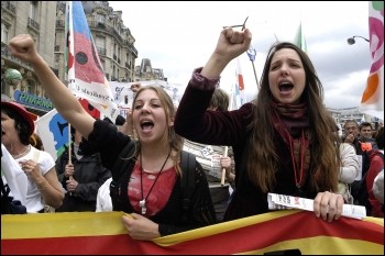 Workers and youth protest in Paris, France in May 2003, photo Paul Mattsson