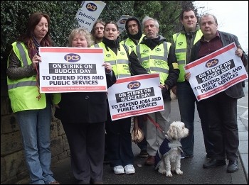 Wrexham PCS workers on strike, photo Andrew McCoy