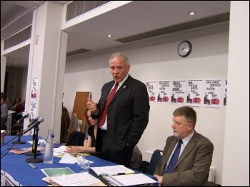 Brian Caton, POA, at the TUSC Launch rally, London March 2010, photo Alison Hill