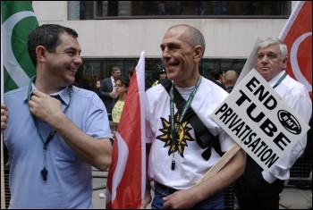 London Underground RMT members protesting in 2007, photo Paul Mattsson