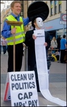 Sleaze: Cardiff Socialist Party clean up politics by binning an MP and call for a cap on MPs, photo Socialist Party Wales
