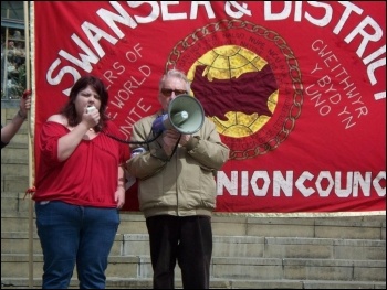 Swansea May Day demonstration, photo Swansea Socialist Party