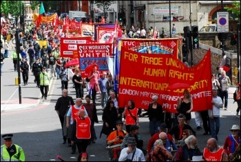 London May Day demonstration, photo Jules Mattsson