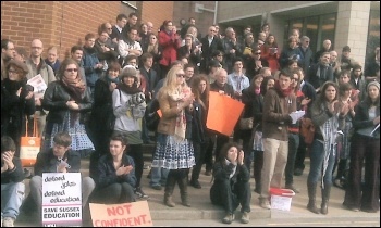 Staff and students unite in protest at Sussex university, photo Socialist Students