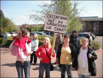 A housing protest on the Seven Stars estate in Wrekenton, Gateshead, photo Elaine Brunskill