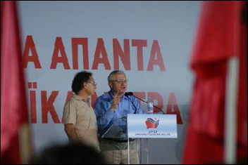 Joe Higgins, the Irish Socialist Party's MEP, speaking at central SYRIZA rally in Athens, Greece