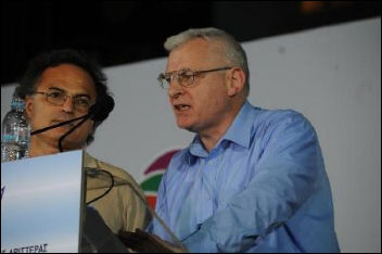 Joe Higgins, the Irish Socialist Party's MEP, speaking at central SYRIZA rally in Athens, Greece