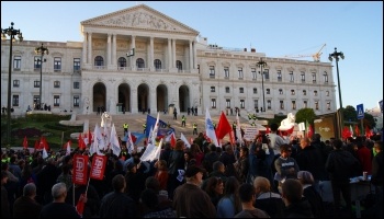 Anti-austerity protest outside the Portuguese Parliament, photo 