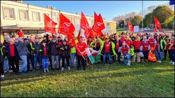 Stagecoach workers' picket line in South Wales Stagecoach workers' picket line in South Wales