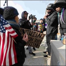 Rittenhouse supporters and Black Lives Matter activists gather outside the courthouse, Photo: Lightburst