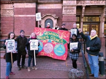 Protesting outside Newham town hall against another round of draconian cuts by the Labour council