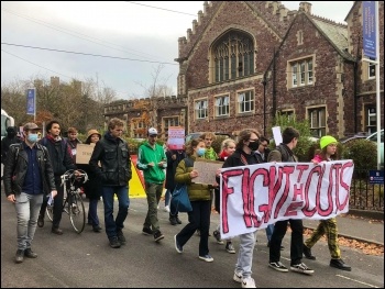 Socialist Students join protests in Bristol. Photo: Bristol SP