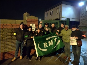 The photo of the RMT picket line at Leytonstone stolen by the Mail to attack the strike Photo: James Ivens The photo of the RMT picket line at Leytonstone stolen by the Mail to attack the strike Photo: James Ivens