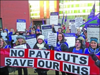 NHS workers in Unison balloted for strike action in Mid Yorks NHS trust in 2013, winning concessions on pay. Photo: Iain Dalton