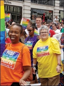 Trade unionists participating in a Pride event Trade unionists participating in a Pride event
