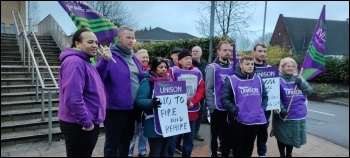 Strikers at Sandwell leisure , photo by N. Hart Strikers at Sandwell leisure , photo by N. Hart
