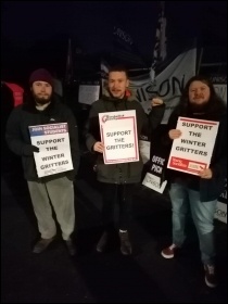 Socialist Party and Socialist Students members on the picket line, photo Swansea and West Wales Socialist Party