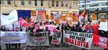 Sheffield Just Eat strikers step up action and hold mass rally, photo Alistair Tice