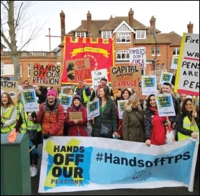 NEU members picket Nothwood College for Girls, London. Photo: Steve Harbord