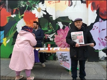 James (left) and the Socialist Party campaigning in nearby Folkestone